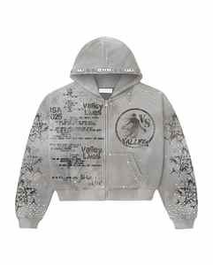 Sweat à capuche zippé unisexe surdimensionné en molleton épais vintage, 100 % coton, brodé, éco-responsable, personnalisable OEM - Product Image 4