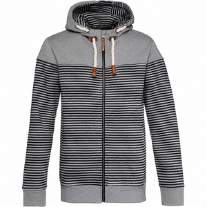 เสื้อฮู้ดซิปผู้ชายลายทางแบบลำลอง ผ้าฟลีซ เสื้อกันหนาวมีฮู้ด - Product Image 1