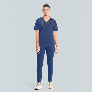 Breathable Unisex Hospital Medical Custom Logo Plain <b>Scrub</b> Sets for Doctors & Nurses Top Pants Sets - Product Image 1