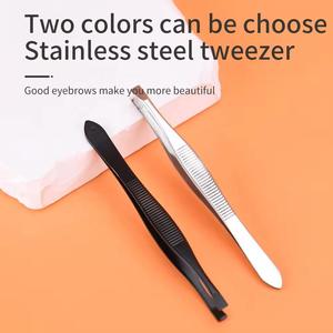 Eyelash Tweezers Stainless Steel <b>Smooth</b> Tip Black and Silver Makeup <b>Tools</b> for Eyelash Extension - Product Image 2