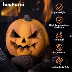 1 confezione di Gas di zucca legna in ceramica fuoco Lgs Ventless sfiato libera Gel propano etanolo elettrico all'aperto forniture per le vacanze di Halloween - Product Image 2