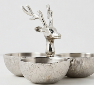 Bols décoratifs en métal de qualité supérieure à triple tête de cerf, faits à la main, polis, design nordique, élégant accent de table, idéal pour offrir - Product Image 1