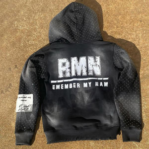 Sudadera con Capucha Personalizada de 500GSM, Estilo Vintage, Doble Capa, Efecto Desgastado, para Hombre - Product Image 2