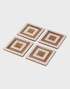 Ensemble de sous-verres carrés classiques en bois de noyer, personnalisables, écologiques, lavables, vierges, pour thé, café et boissons, épaisseur 40 mm - Product Image 4