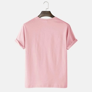 Camiseta de Manga Corta Rosa para Hombre, Corte Regular, Cuello Redondo, Estilo Casual, 100% Algodón Jersey, Color Sólido, Diseño Liso - Product Image 6