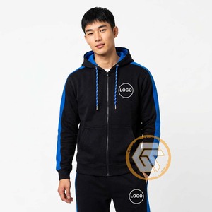 Customized 100% Cotton <b>Fleece</b> Zip-Up Pullover Hooded Solid Winter Men's Breathable & Quick Dry Embroidered <b>Jacket</b> - Product Image 3