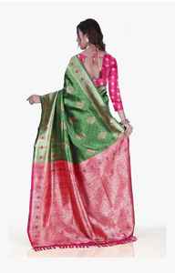 Sari de Seda de Primera Calidad con Tejido Jacquard, Traje Étnico para Bodas y Ocasiones Especiales, Disponible al Mejor Precio del Mercado - Product Image 4