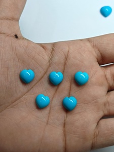 Cabochons en turquoise naturelle d'Arizona Sleeping Beauty, forme de cœur lisse, 10x10 mm, haute qualité, best-sellers. - Product Image 2