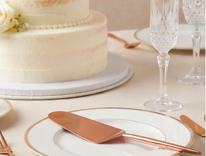 Ensemble de 2 pièces pour gâteau en acier inoxydable rose doré avec revêtement PVD rose doré pour table, hôtel, salle à manger et restaurant, fait main - Product Image 4