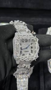 นาฬิกาข้อมืออัตโนมัติคุณภาพสูงประดับโมอิสซาไนต์สุดหรู สไตล์ฮิปฮอปแบบไอซ์เอาท์ ระยิบระยับ ผ่านการทดสอบเพชร - Product Image 3