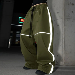 Men Pants Patchwork <b>Drawstring</b> Joggers Wide Leg <b>Trousers</b> Men Streetwear 2026 Pockets Fashion Oversize Long - Product Image 1