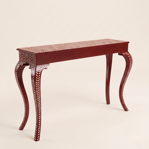 Table console artisanale en os incrusté, écologique, avec surface décorative élégante et rangement fonctionnel pour salon moderne - Product Image 2