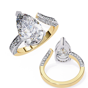 Anillo de Compromiso de Diamante de Corte Pera de 3 Quilates de Alta Calidad, Cultivado en Laboratorio, Oro de 14k, Informe IGI, Diamante VS DEF para Aniversario o Boda - Product Image 5