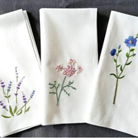 Lot de serviettes de table carrées modernes 100 % coton, faites à la main, écologiques, pour usage quotidien et mariages, assortiment brodé, à combiner