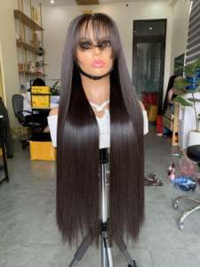 Vente chaude 100% Vietnamien Wefted Frontal et Extension HD Lace Perruque Os Soyeux Raide Cheveux Longs Prix de Gros - Product Image 4