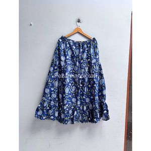 Jupe trapèze mi-longue en coton à imprimé floral et taille élastique pour femme, idéale pour l'été - Product Image 2