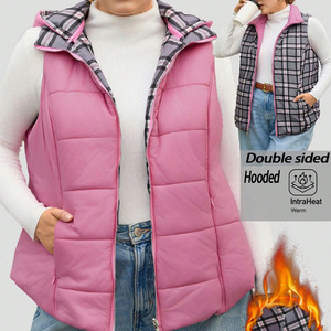 Nuevo Diseño, Chaleco Largo Acolchado sin Mangas para Mujer, Color Sólido, con Capucha, Chaleco Acolchado de Algodón sin Mangas para Mujer - Product Image 6