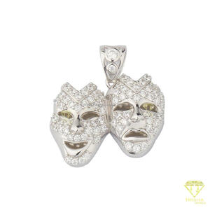 Collier pendentif masque Hip Hop avec diamant de laboratoire étincelant et design de bijoux de mode urbaine - Product Image 2