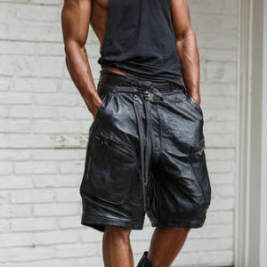 Pantalones Cortos de Motociclista para Hombre, de Cuero Genuino y Cuero Sintético, Estilo Urbano, Transpirables, Resistentes al Viento, Talla Grande, Estilo Vintage - Product Image 6