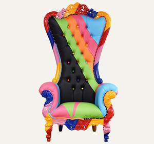 Chaise Trône en Bois d'Acajou Arc-en-ciel Sculptée à la Main - Mobilier Classique Commercial - Product Image 1