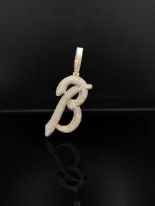 Pendentif Breloque Hip Hop Diamant Givré Bling Lourd en Alliage Plaqué Rhodium Argenté, Bijoux Unisexe pour Homme - Product Image 2