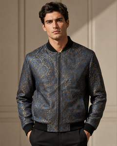 High Quality <b>Men</b> Bomber <b>Jacket</b> Turn-down Collar Button Closure Sporty Style Front Logo Printed Polyester Material Autumn <b>Jacket</b> - Product Image 1