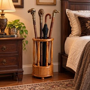 Canne de marche en bois personnalisée, faite à la main, avec poignée courbée sculptée, détails en laiton, design vintage classique - Product Image 1
