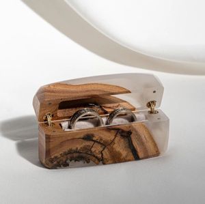 Handmade Carved Wooden Jewelry <b>Ring</b> <b>Box</b> Single Tier Foldable Modern Luxury Storage Case for <b>Proposal</b> Wedding Gift - Product Image 4