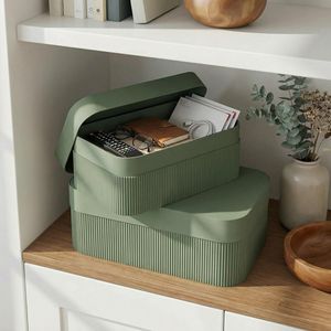 Juego de 2 Hermosas Cajas Decorativas de Cartón Acanalado con Tapas - Product Image 2