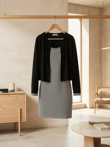 Robe de maternité Bmama, tenue de bureau pour allaitement, ensemble deux pièces pied-de-poule pour allaitement, vente en gros - Product Image 1