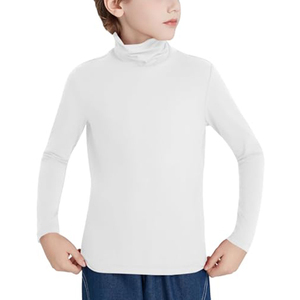 <b>Boys</b> Red Solid Color <b>Thermal</b> Turtleneck Underwear Tops High Quality Long Sleeve Base Layer Warm T Shirts - Product Image 6