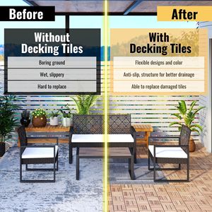 Piastrelle a incastro per decking 30x30 cm in acacia gialla con motivo a scacchiera, 10 pz, in WPC, per esterni, modello fai da te - Product Image 3