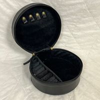 Étuis à bijoux ronds 2026 en cuir de vache véritable, motif floral artisanal, noir et blanc à carreaux, avec fermeture éclair, organisateur de maquillage