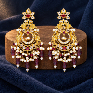 Boucles d'oreilles pendantes en perles multicolores plaquées or, vente en gros, fabricant en gros - Product Image 3