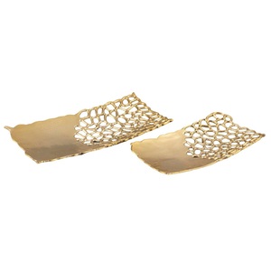 Bandeja de Servir Decorativa de Aluminio con Asas de Madera, Borde Floral, Rectangular, Plateada, para Aperitivos, Frutas, Bebidas, Decoración de Mesa - Product Image 4