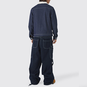 Quality Casual Embroidered Windproof Oversized Drop Shoulder Denim <b>Jeans</b> <b>Jacket</b> for Men Distressed <b>Black</b> 100% Cotton Winter - Product Image 2
