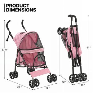 TH-PPS-290 đa chức năng có thể gập lại vật nuôi xe đẩy với đa góc tán có thể điều chỉnh ngăn cho chó và mèo du lịch ngoài trời - Product Image 4