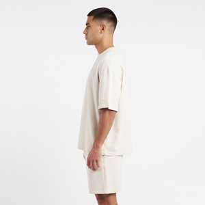 Ensemble décontracté d'été 2 pièces pour homme avec logo personnalisé, t-shirt vintage imprimé coupe ample 100 % coton délavé à l'acide et short streetwear tricoté - Product Image 2