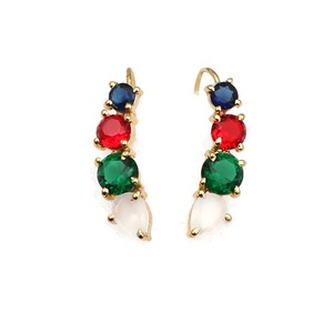 Handmade Gold Plated Multi Gemstone Hook <b>Earrings</b> Classic Style Long Dangle Pear & Round Shape Drop <b>Earrings</b> - Product Image 3