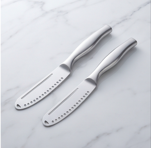 Ensemble élégant de couteaux à fromage et spatules à finition miroir argentée, en acier inoxydable, outils et accessoires de cuisine - Product Image 1