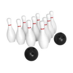 Pinos de Boliche Blancos con Rayas Rojas y Bola de Boliche Roja de Tres Orificios para Entretenimiento Deportivo - Product Image 3