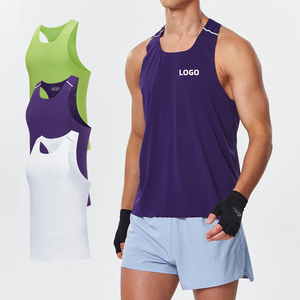 Men's Reflective Tank Top Solid Green Quick Dry Sporty O-Neck Knitted <b>Running</b> <b>Singlet</b> - Product Image 1