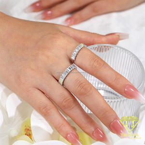 Luxury Baguette Cut Moissanite Eternity <b>Ring</b> 925 Sterling <b>Silver</b> Full Band Wedding Jewelry <b>Statement</b> <b>Ring</b> For Women - Product Image 5