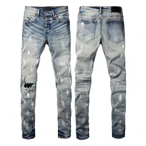 กางเกงยีนส์เดนิมทรงบิ๊กเกอร์ผู้ชายแบบสบายๆ ดีไซน์ยืดหยุ่นได้ - Product Image 1