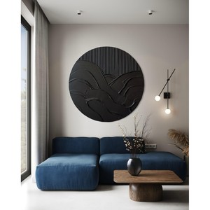 Aqdus Saleem Sheesham Wood Contemporary Wall Art | Handcrafted <b>Round</b> Abstract Design | Wholesale - Product Image 3