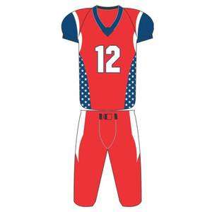 Uniformes de football américain de haute qualité 100% polyester pour adultes, imprimés par transfert thermique, col en V, sangle réglable, équipe personnalisée - Product Image 3