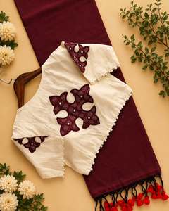 Traditional Indian Pakistani Cotton Ethnic <b>Blouse</b> For Girls With <b>Red</b> Butterfly Embroidery Regular Fit All Seasons - Product Image 3