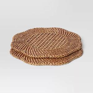 Salvamanteles de ratán con borde festoneado, marrón natural, tejido a mano, decoración para mesa de comedor, para restaurante, hotel, venta al por mayor, sostenible - Product Image 3