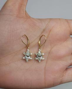 Pendientes Colgantes de Diamantes Cultivados en Laboratorio de 3.56 Ct, Oro Sólido de 14K, Forma de Pera y Redonda, Joyería Minimalista y Elegante para Mujer, Regalo para Fiesta - Product Image 1