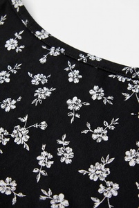 T-shirt court à imprimé floral pour femme, manches courtes, col rond, décontracté, été, respirant, jersey tricoté, 100% coton - Product Image 6